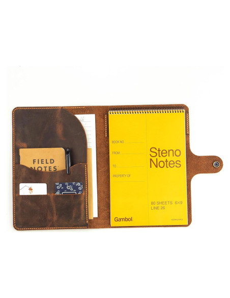 Cubierta de Cuero Genuino para Bloc de Notas Steno 25x17.5cm