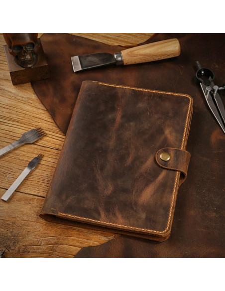 Cubierta de Cuero Genuino para Bloc de Notas Steno 25x17.5cm