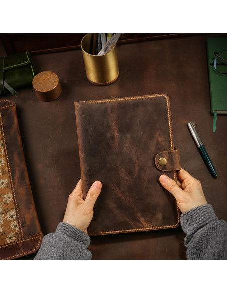 Cubierta de Cuero Genuino para Bloc de Notas Steno 25x17.5cm