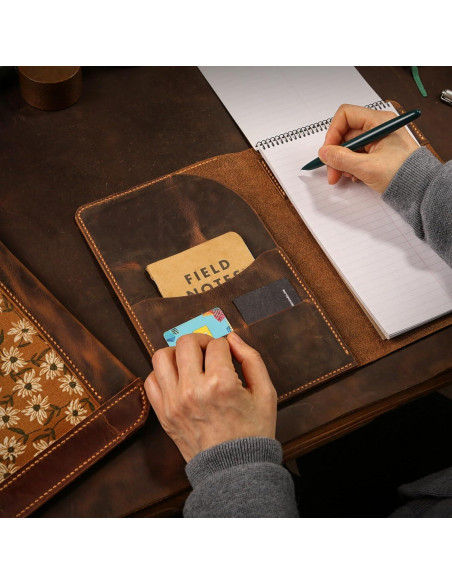 Cubierta de Cuero Genuino para Bloc de Notas Steno 25x17.5cm