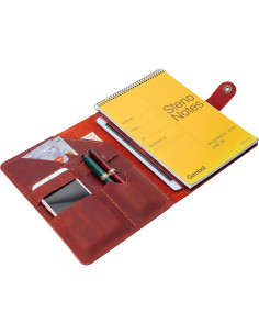 Cubierta de Cuaderno de Cuero Wowlomo A5 Hecha a Mano Rojo Vino 2