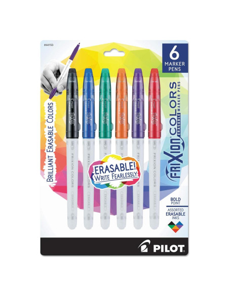 Bolígrafos Borrables Pilot FriXion, Paquete de 6 Colores Bolígrafos Borrables Pilot FriXion, Paquete de 6 Colores