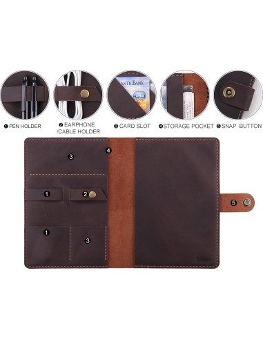 Cubierta de Cuero Robrasim A5 Hecha a Mano - Café