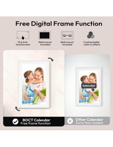 Calendario Digital de Pared BOCT 39.6 cm - Pantalla Táctil 32GB