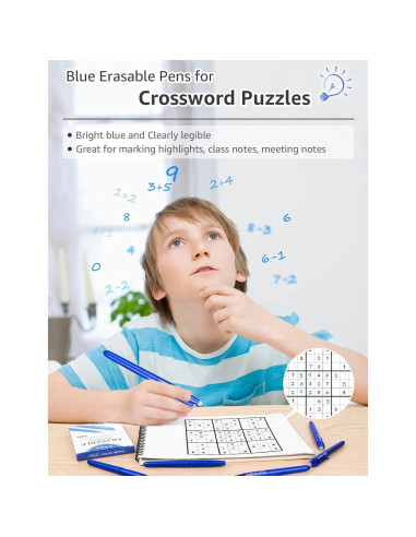 Bolígrafos de Gel Borrables KERIFI 0.7mm Azul - Paquete de 8