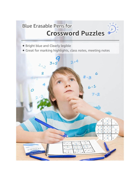 Bolígrafos de Gel Borrables KERIFI 0.7mm Azul - Paquete de 8