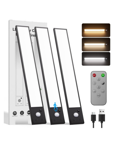 Luces Bajo Gabinete Inalámbricas Tnight 12" 3pk LED Sensor Movimiento