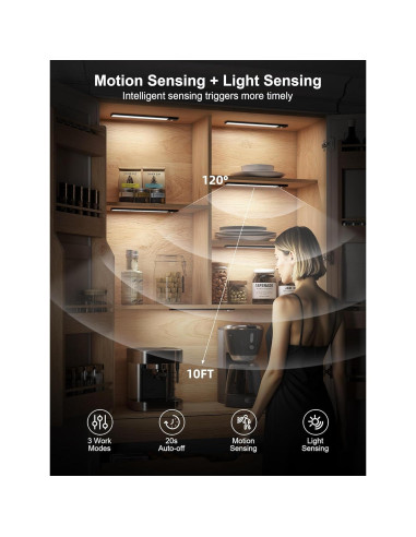 Luces Bajo Gabinete Inalámbricas Tnight 12" 3pk LED Sensor Movimiento