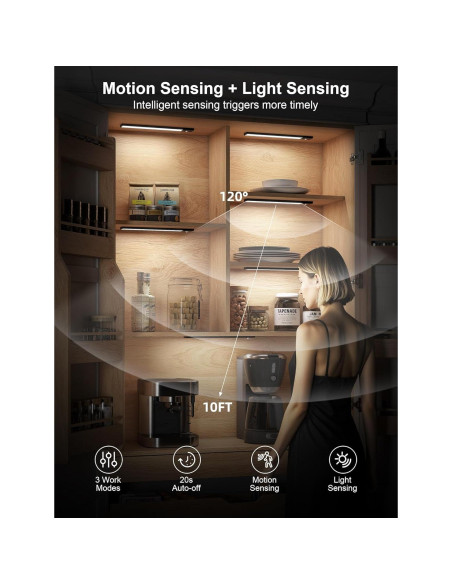 Luces Bajo Gabinete Inalámbricas Tnight 12" 3pk LED Sensor Movimiento