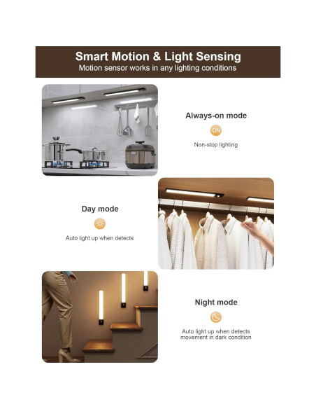 Luces Bajo Gabinete Inalámbricas Tnight 12" 3pk LED Sensor Movimiento