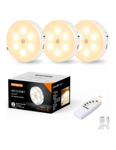 Luces Puck LED MEKKLEON con Control Remoto - 3 Piezas, 1000mAh