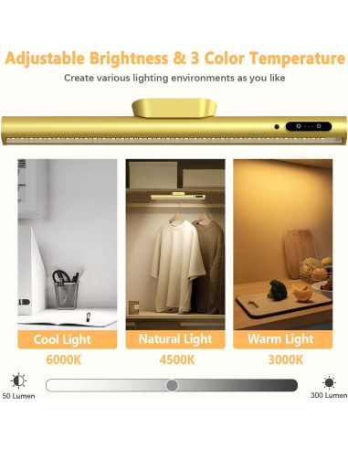 Barra de Luz LED Recargable Oro con Control Remoto 4000mAh