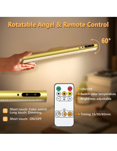 Barra de Luz LED Recargable Oro con Control Remoto 4000mAh