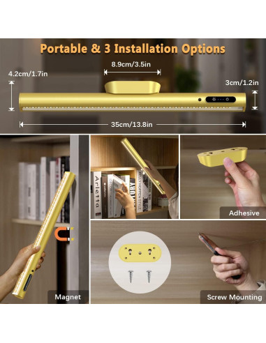 Barra de Luz LED Recargable Oro con Control Remoto 4000mAh