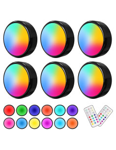ILUXY Luces LED Puck con Control Remoto, Paquete de 6, Negro