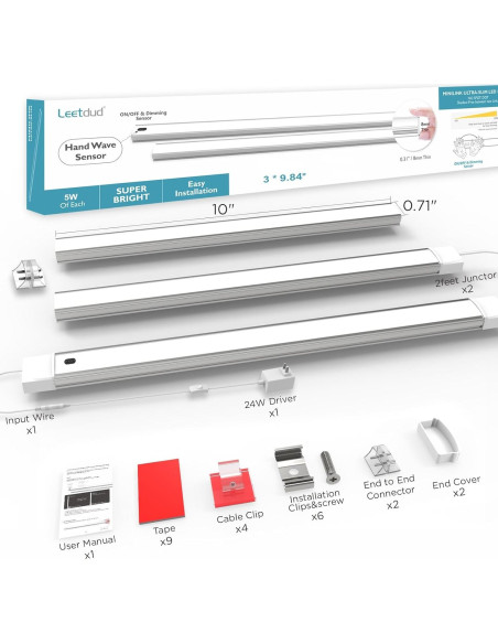 Iluminación LED bajo gabinete Leetdud 10" con sensor mano 4000K