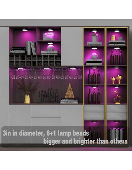 ILUXY Luces LED Puck con Control Remoto, Paquete de 6, Negro