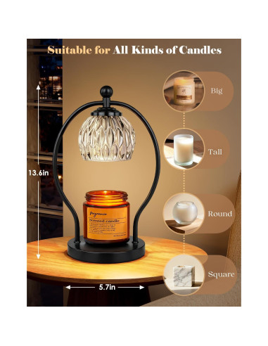 Lámpara Calentadora de Velas LANICHO con Temporizador y 2 Bombillas