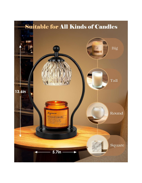 Lámpara Calentadora de Velas LANICHO con Temporizador y 2 Bombillas