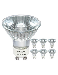 Bombillas Halógenas GU10 Vinaco 25W 6PCS Regulables 2800K