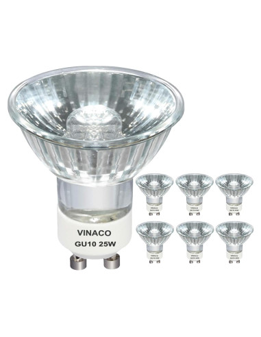 Bombillas Halógenas GU10 Vinaco 25W 6PCS Regulables 2800K