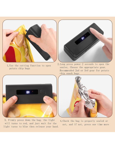 Mini Sello de Bolsas OMGOD Recargable 1300mAh - Cortador y Sellador