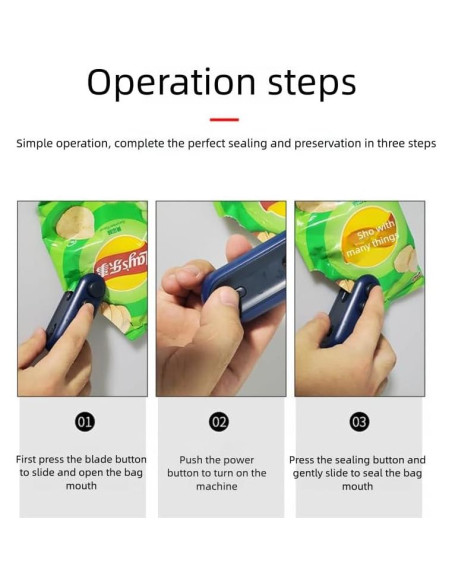 Mini Sello de Bolsa Recargable USB-C FK-01 Azul 258g