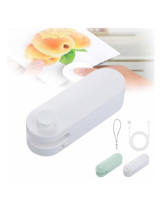 Mini Sello de Bolsas 2 en 1 Genérico Blanco - Cortador y Sellador USB-C