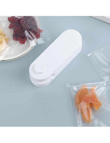 Mini Sello de Bolsas 2 en 1 Genérico Blanco - Cortador y Sellador USB-C