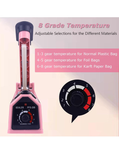 Sellador Térmico Manual de Bolsas WINTOWIN 20 cm Rosa