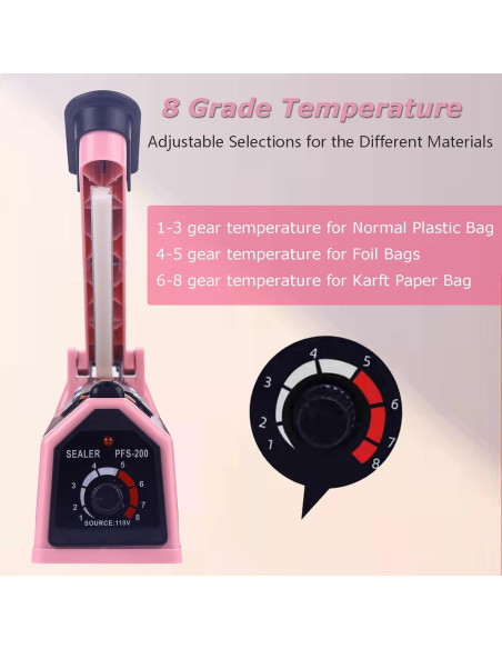 Sellador Térmico Manual de Bolsas WINTOWIN 20 cm Rosa