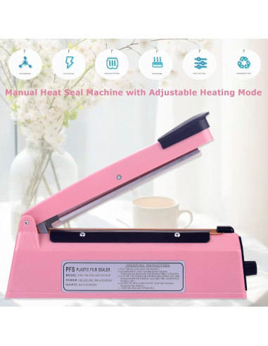 Sellador Térmico Manual de Bolsas WINTOWIN 20 cm Rosa