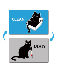 Imán de Lavavajillas PWHINGN Gato Negro Limpio Sucio 9.7x5.6cm