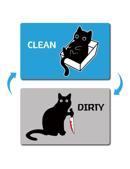 Imán de Lavavajillas PWHINGN Gato Negro Limpio Sucio 9.7x5.6cm