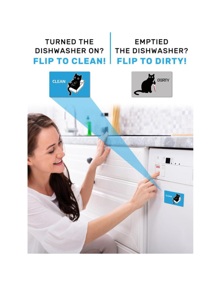 Imán de Lavavajillas PWHINGN Gato Negro Limpio Sucio 9.7x5.6cm