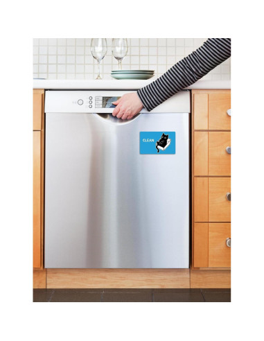 Imán de Lavavajillas PWHINGN Gato Negro Limpio Sucio 9.7x5.6cm