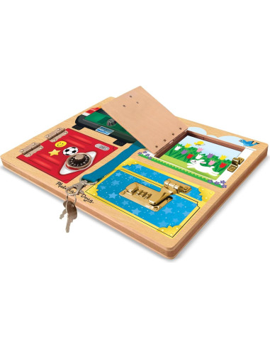 Tablero de Cerraduras y Pestillos Melissa & Doug 31.5x25cm