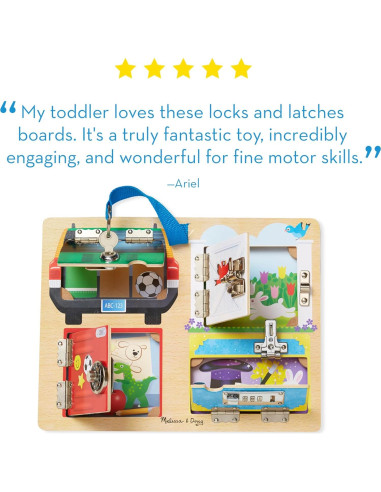 Tablero de Cerraduras y Pestillos Melissa & Doug 31.5x25cm