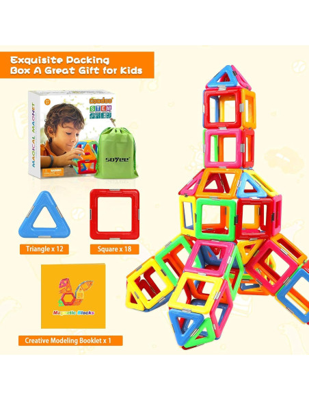 70 Azulejos Magnéticos Coodoo Juguetes STEM para Niños 3+