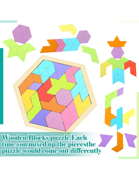 BBTO 4 Bloques de Rompecabezas Hexagonales de Madera 0.58kg