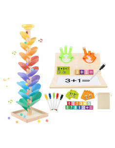 Juego de Carrera de Canicas de Madera para Niños 4-8 Años