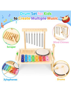 Juego de Tambores y Xilófono Montessori Linkshow 4 en 1 2
