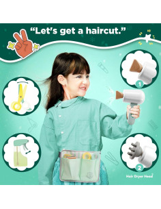 Juego de Peluquería de Madera KIDBEST 18 Piezas para Niños 2