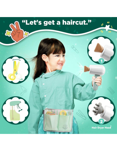 Juego de Peluquería de Madera KIDBEST 18 Piezas para Niños