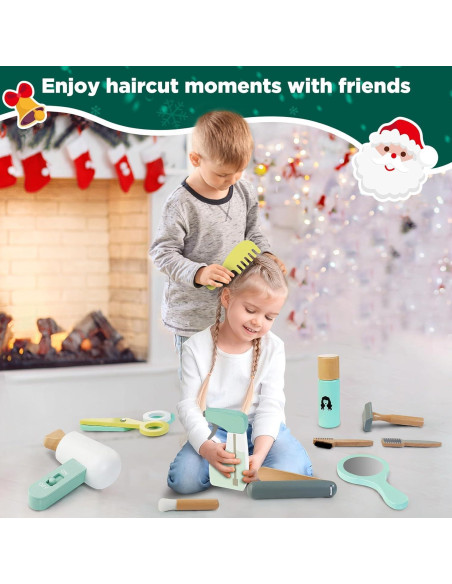 Juego de Peluquería de Madera KIDBEST 18 Piezas para Niños