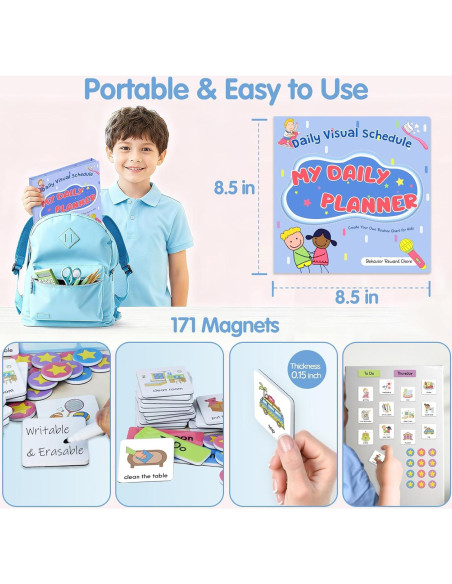 Horario Visual Magnético ALSLEA para Niños con 171 Imanes