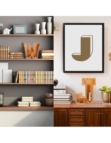 Banco de Monedas Personalizado de Madera 26 Letras - Ahorro Infantil