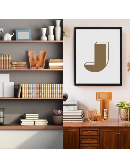 Banco de Monedas Personalizado de Madera 26 Letras - Ahorro Infantil