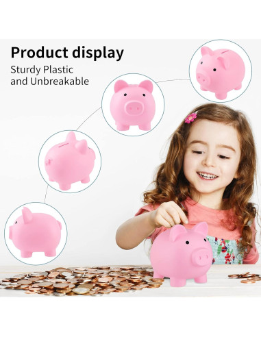 Alcancía de Cerdo Rosa GADIEDIE Irrompible 15.2x12.2x13.7cm