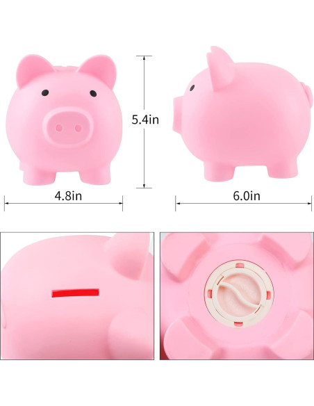 Alcancía de Cerdo Rosa GADIEDIE Irrompible 15.2x12.2x13.7cm